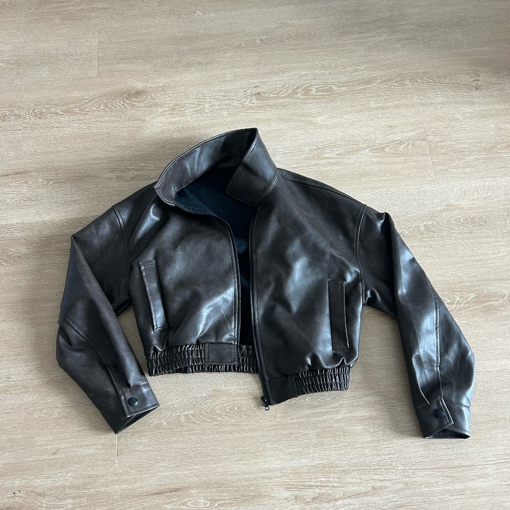 Brown Faux Leather Jacket